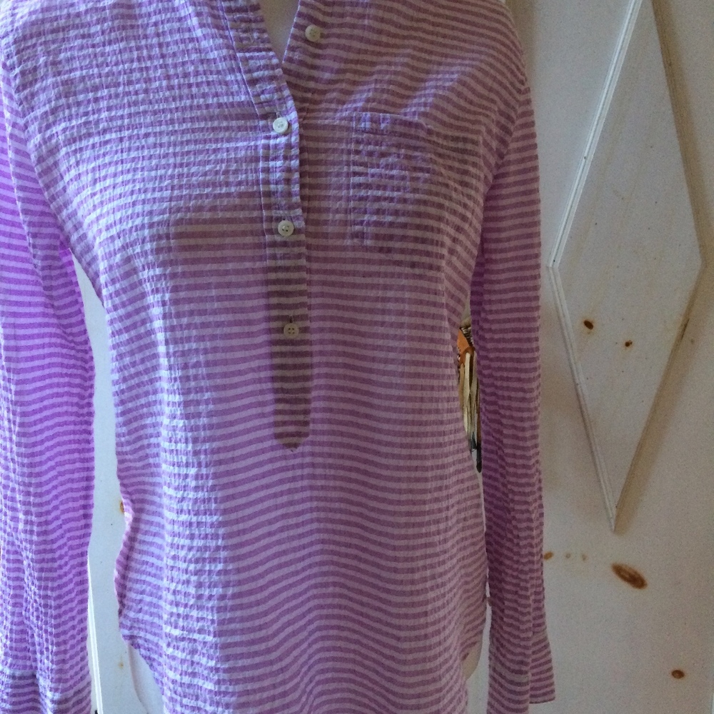 J Crew crinkle cotton stripped shirt, Size S